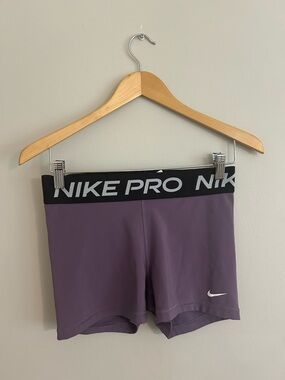 Nike Women's Purple Training Bike Shorts with Branded Waistband